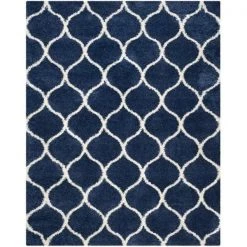 Safavieh SGH280C-8 Hudson Shag Power Loomed Rectangle Rug; Navy - Ivory; 8 x 10 ft.