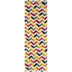 Safavieh SGK565A-27 Safavieh Kids Shag Power Loomed Runner Rug; Ivory - Multi; 2 ft. 3 in. x 7 ft.