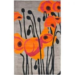 Safavieh SOH853B-28 Soho Hand Tufted Rectangle Rug; Grey - Orange; 2 ft. 6 in. x 8 ft.