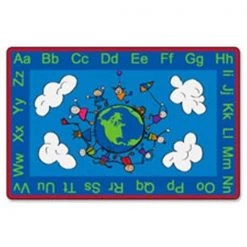 Flagship Carpets FCICE18922W Easy Care Happy World Rug; 72 x 48 in.