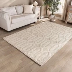 Baxton Studio Murray Modern and Contemporary Ivory Handwoven Wool Area Rug
