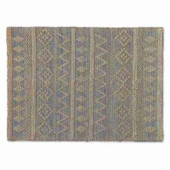 Baxton Studio Callum Modern and Contemporary Ivory and Blue Handwoven Wool Blend Area Rug