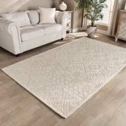 Baxton Studio Linwood Modern and Contemporary Ivory Hand-Tufted Wool Area Rug -Rugs&Mats Official Shop Wholesale20Interiors20Inc 11863xx3xxea58d9 1